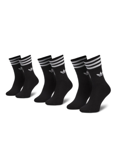adidas Комплект 3 чифта дълги чорапи мъжки Solid Crew Sock S21490 Черен