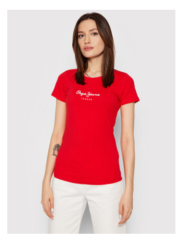 Pepe Jeans Тишърт New Virginia PL505202 Червен Slim Fit