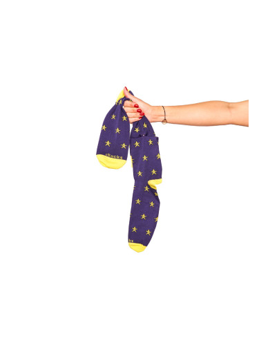 Свързани Чорапи iSocks Emoticons, Лилаво и Жълто, Звезди