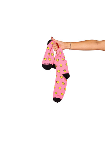 Свързани Чорапи iSocks Emoticons, Розово и Жълто, Thug Life Усмивка