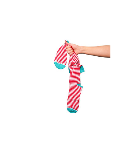Свързани чорапи iSocks Stripe 4, бяло и червено, райе 4 мм