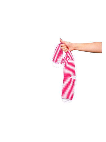 Свързани чорапи iSocks Stripe 4, бяло и розово, райе 4 мм
