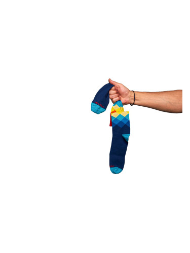 Свързани чорапи iSocks Rhombus, синьо и червено, ромбове