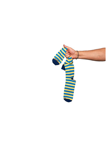 Свързани чорапи iSocks Stripe 10, жълто и тюркоаз, райе