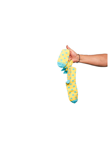 Свързани чорапи iSocks Big Dots, жълто и светло синьо, големи точки