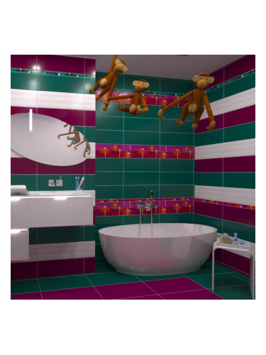Arinsal серия - испански плочки за баня / колекции в лилаво и зелено с цветни орнаменти