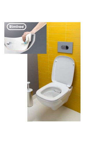 Висяща тоалетна чиния STYLE Rimfree с капак плавно затваряне
