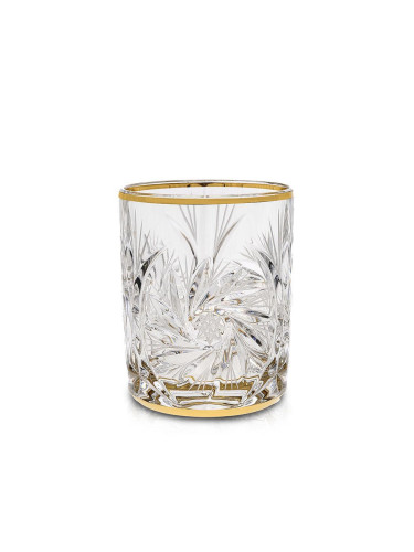 Чаша за уиски Bohemia 1845 Pinwheel Matt Cut and Gold 360ml, 6 броя