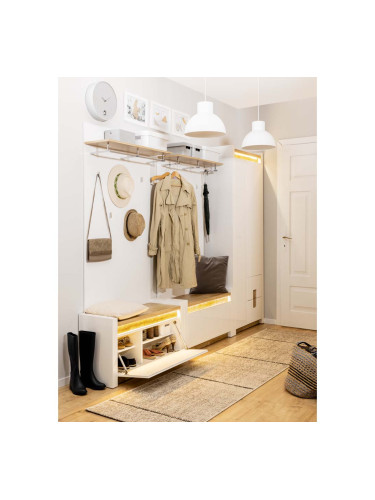 АЛАМЕДА ЗАКАЧАЛКА-ПАНЕЛ ЗА СТЕНА 88/28.5/150h БЯЛ ГЛАНЦ / ДЪБ УЕСТМИНСТЪР