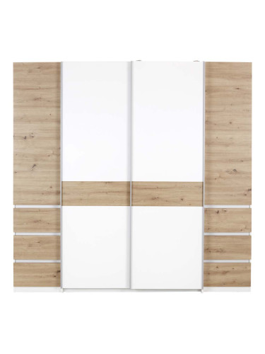 ЧЕТИРИКРИЛЕН ГАРДЕРОБ ФАБИО 215/60/210 h С ЧЕКМЕДЖЕТА, В ДЪБ АРТИЗАН И БЯЛО