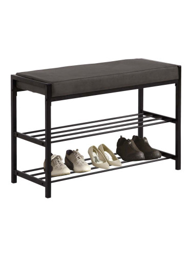 ЕЛИ ПЕЙКА С 2 ЕТАЖЕРКИ ЗА ОБУВКИ 80/30/52h ТЪМНОСИВ