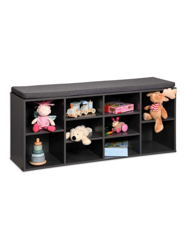 УОЛИ ШКАФ ЗА ОБУВКИ С ТАПИЦИРАНА СЕДАЛКА С 8 ОТДЕЛЕНИЯ 103/29.5/48h СИВ