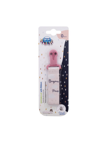 Canpol babies Bonjour Paris Soother Clip With Ribbon Клипс за биберон за деца 1 бр