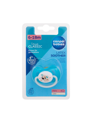 Canpol babies Bunny & Company Latex Soother Turquoise 6-18m Биберон за деца 1 бр
