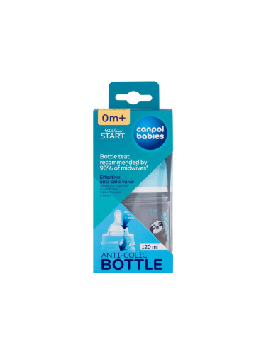 Canpol babies Exotic Animals Easy Start Anti-Colic Bottle Blue 0m+ Бебешко шише за деца 120 ml
