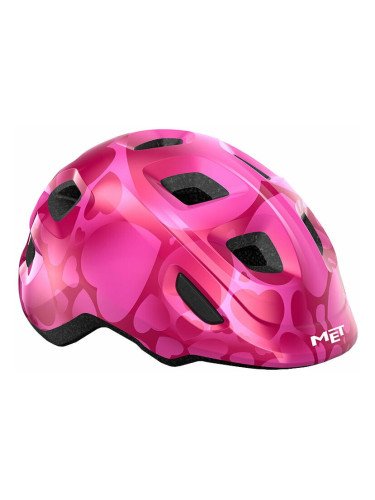 MET Hooray Pink Hearts/Glossy S (52-55 cm) Детска Каска за велосипед