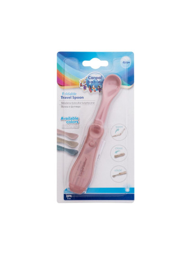 Canpol babies Travel Spoon Foldable Pink Съдове за деца 1 бр