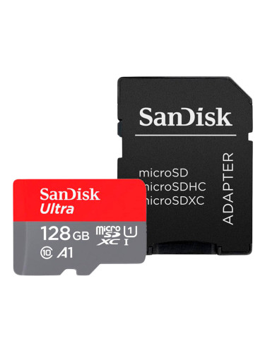 SanDisk Ultra microSDXC 128GB + SD Adapter 140MB/s A1 Class 10 UHS-I,