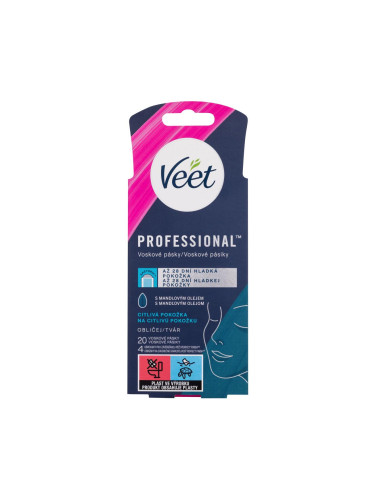 Veet Professional Wax Strips Face Sensitive Skin Продукти за депилация за жени 20 бр