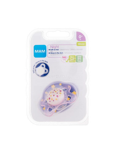 MAM Night Silicone Pacifier 0m+ Stars Биберон за деца 1 бр