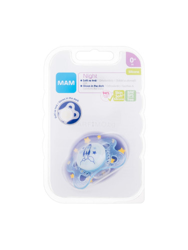 MAM Night Silicone Pacifier 0m+ Rocket Биберон за деца 1 бр