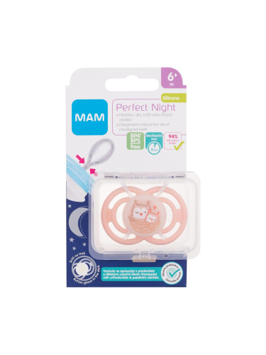 MAM Perfect Night Silicone Pacifier 6m+ Owls Биберон за деца 1 бр