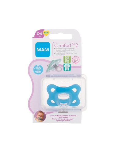 MAM Comfort 2 Silicone Pacifier 2-6m Blue Биберон за деца 1 бр