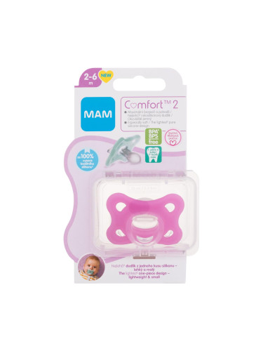 MAM Comfort 2 Silicone Pacifier 2-6m Pink Биберон за деца 1 бр
