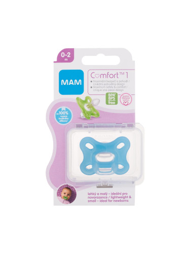 MAM Comfort 1 Silicone Pacifier 0-2m Blue Биберон за деца 1 бр