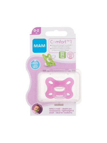 MAM Comfort 1 Silicone Pacifier 0-2m Pink Биберон за деца 1 бр