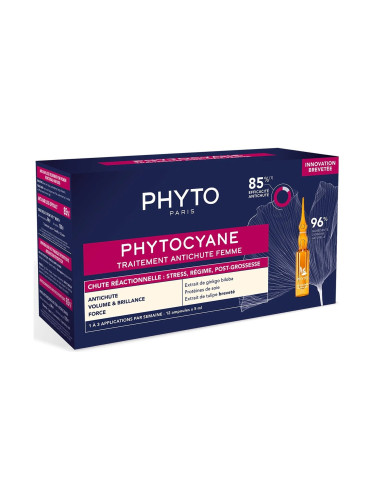 Phyto Phytocyane Терапия против реактивен косопад за жени 12 ампули x5 ml