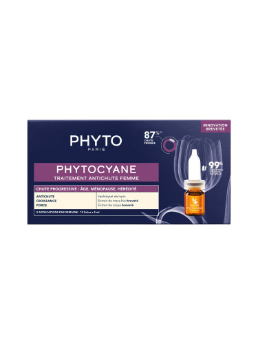 Phyto Phytocyane Терапия против прогресивен косопад за жени 12 ампули x5 ml