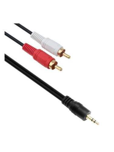 Аудио кабел DeTech 3.5 - 2RCA ,High Quality, 3m
