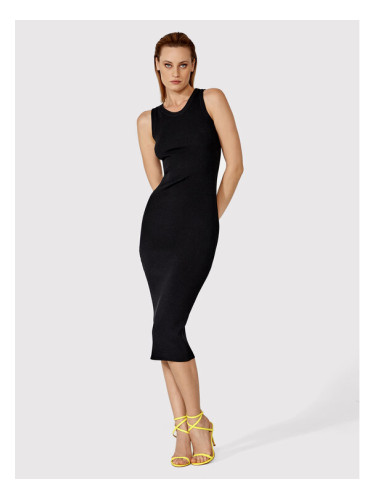 Simple Лятна рокля SUD011 Черен Slim Fit