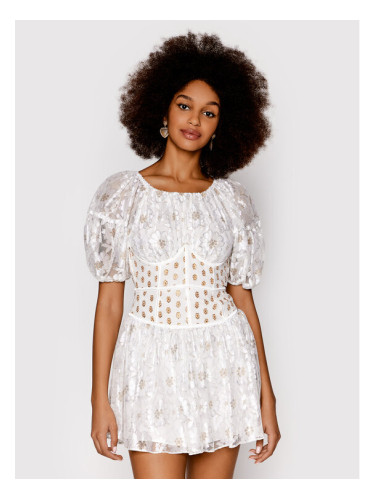 For Love & Lemons Коктейлна рокля Lupita CD2482 Бял Slim Fit