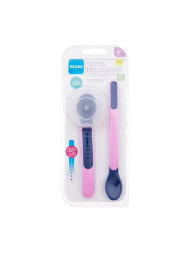 MAM Heat Sensitive Spoons & Cover 6m+ Pink Съдове за деца Комплект