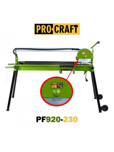Машина за рязане на плочки с водна баня, PROCRAFT PF920-230, 1200W, макс 920 мм