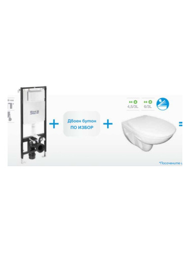 Окачена тоалетна ADELE + структура и бутон ACTIVE ONE + седалка и капак