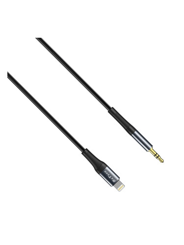 Аудио кабел DeTech DE-42iA, 3.5mm към Lightning, 1.0м, Черен - 40257