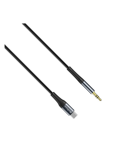 Аудио кабел DeTech DE-42CA, 3.5mm към Type-C, 1.0м, Черен - 40258