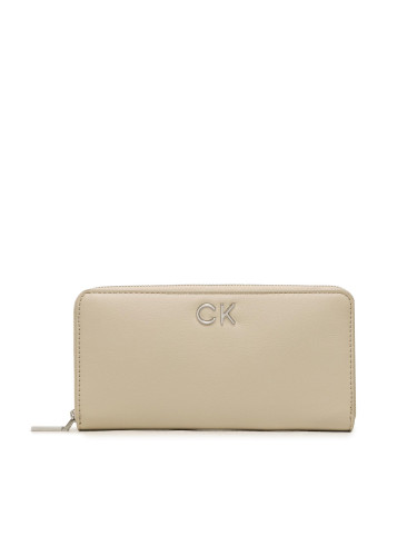 Голям дамски портфейл Calvin Klein Re-Lock Z/A Wallet Lg Pbl K60K610967 Бежов