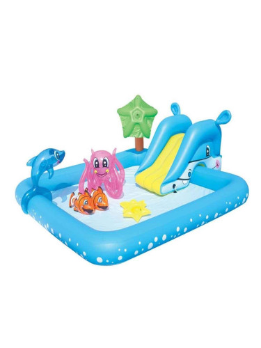 Надуваем басейн 239x206x86 см. детски игрален център Аквариум, Bestway 53052 с включени надуваеми морски животинки