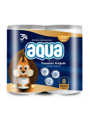 Тоалетна хартия Aqua 3пл оп8