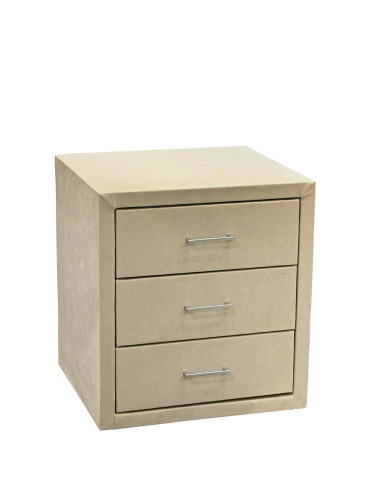 ВЕНЕРА ТАПИЦИРАНО НОЩНО ШКАФЧЕ С 3 ЧЕКМЕДЖЕТА 51/45/55h БЕЖОВА ДАМАСКА