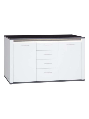 КОМОД АЛАСИО С LED ОСВЕТЛЕНИЕ 156.3/40.5/86.2 СМ В БЯЛ ГЛАНЦ И ТЪМНОСИВО