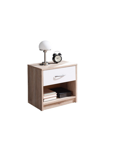 НОЩНО ШКАФЧЕ ПЕПЕ 39/28/41h В ТЕКСТУРА САН РЕМО И БЯЛО