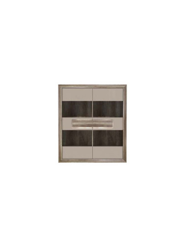 ДВОЙНА ВИТРИНА ТИЦИАНО 133.7/43.5/155.4 СМ В БЕЖОВ ГЛАНЦ И ДЪБ КАНЬОН