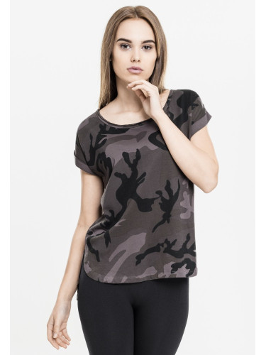 Дамска тениска в тъмен камуфлаж Urban Classics Ladies Camo Back Shaped Tee dark camo 