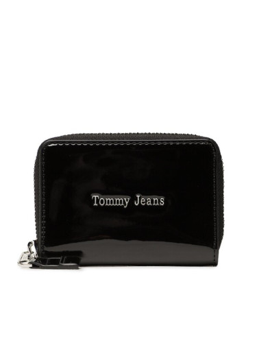 Tommy Jeans Малък дамски портфейл Tjw Must Small Za Patent AW0AW14974 Черен