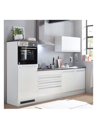 БЯЛА БЛОК КУХНЯ ДЖАЗ-6 С ВКЛЮЧЕН ПЛОТ 260/60/200 СМ